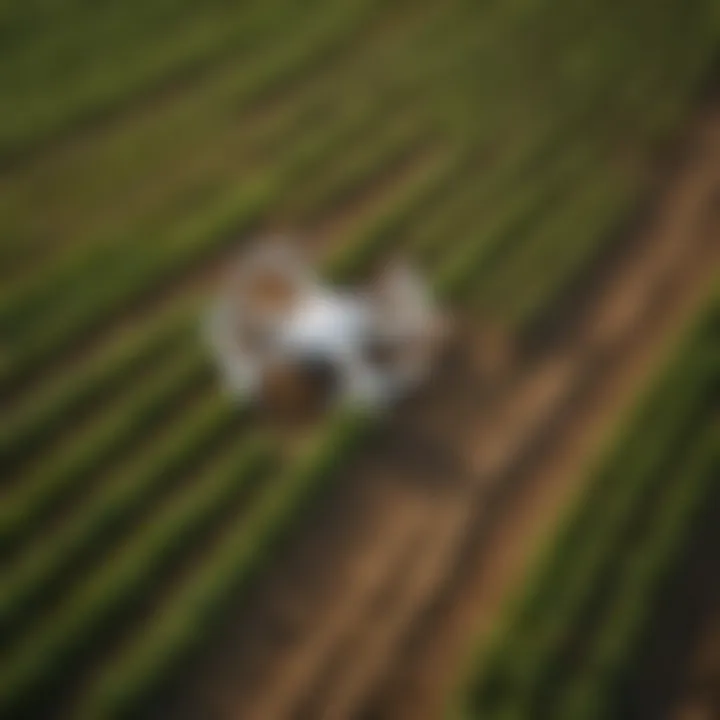 Drone monitoring agricultural fields for crop health