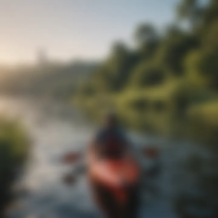 A peaceful moment capturing nature along the waterfront, emphasizing the ecological aspects of kayaking.