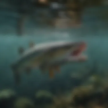 A vibrant underwater shot of a musky swimming gracefully.