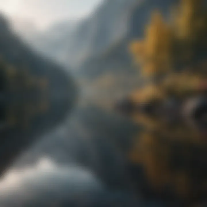 A peaceful lake surrounded by mountains reflecting tranquility