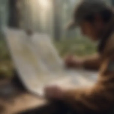 Strategic Planning Process Illustration depicting a hunter studying a detailed map of hunting grounds