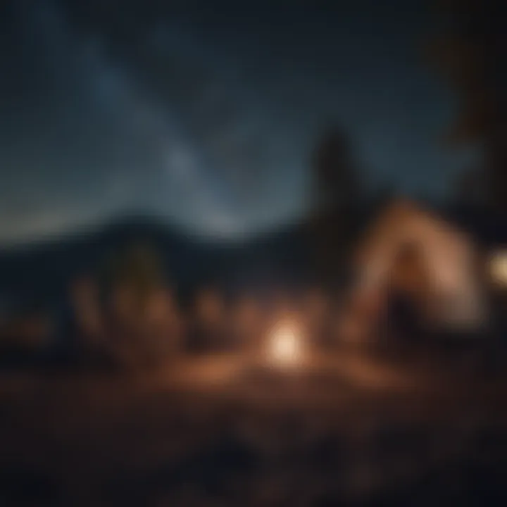 Group of campers enjoying a campfire under a starry sky