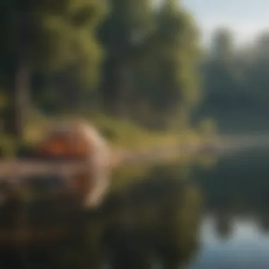 Serenity by the Water: Camping at No Fee Sites Camping setup with a tent beside a serene lake
