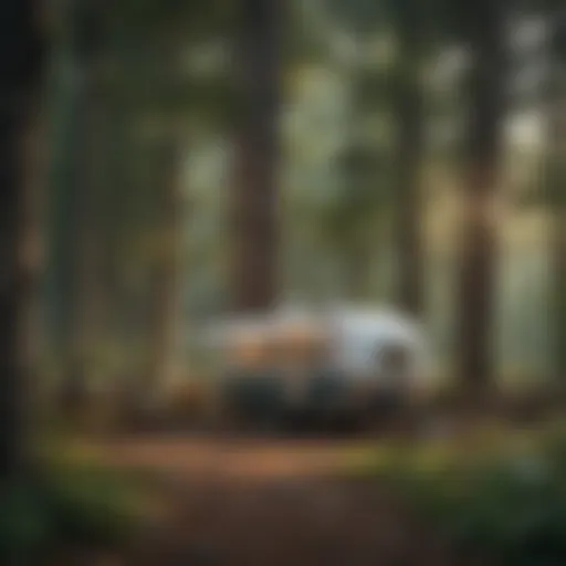 Scenic view of a no fee campground nestled in the woods