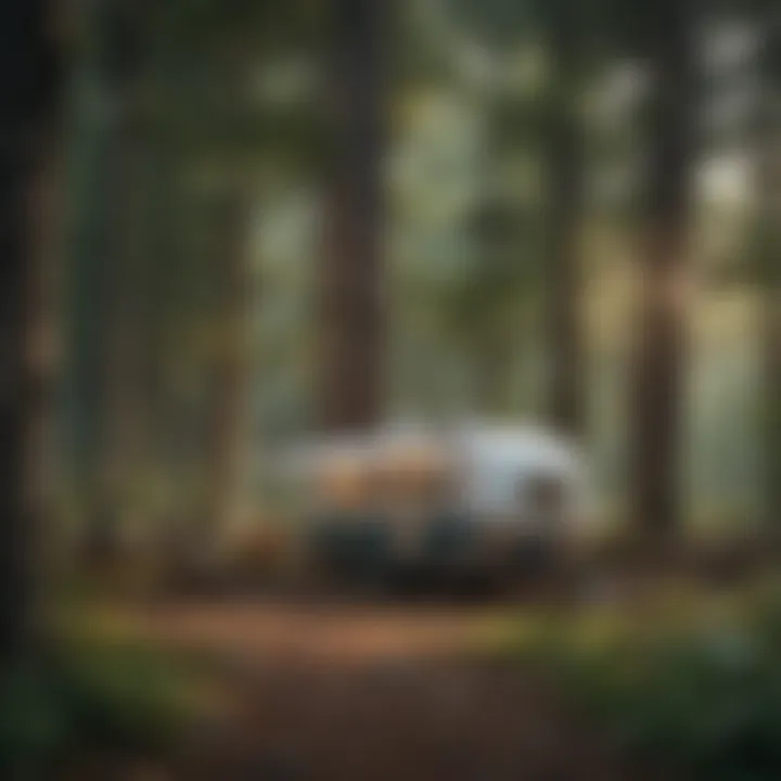 Scenic view of a no fee campground nestled in the woods