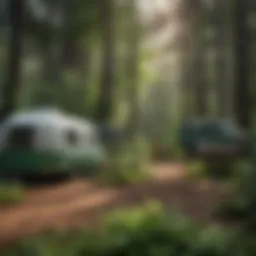 Scenic view of North Shore camping site nestled among lush trees