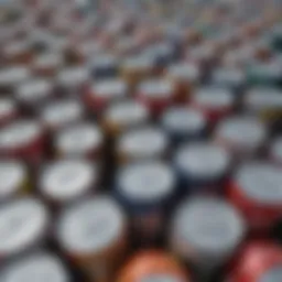 A vibrant collection of aluminum cans ready for recycling