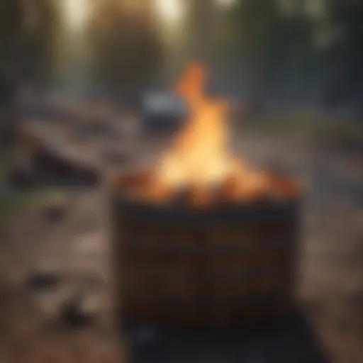 Large burn barrel in a serene outdoor setting