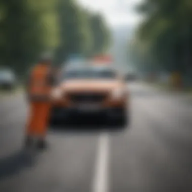 Road Ranger Directing Traffic at Accident Site