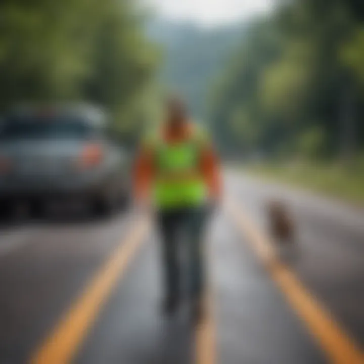 Road Ranger Inspecting Roadway for Hazards