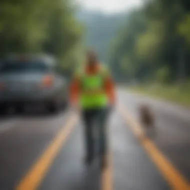 Safety Inspection Protocol Road Ranger Inspecting Roadway for Hazards