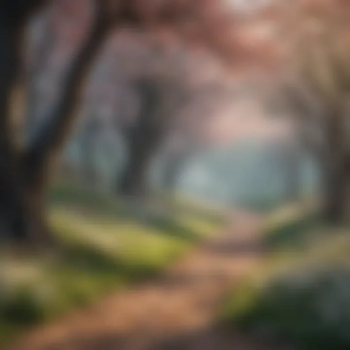 Beautiful landscape featuring small flowering trees