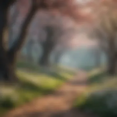 A Scenic Landscape Enriched by Floral Trees Beautiful landscape featuring small flowering trees