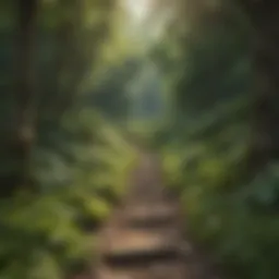 Lush green trails surrounded by vibrant flora