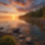 A serene spring sunrise over Lake Erie, reflecting vibrant colors on the water