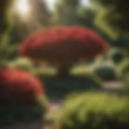 Vibrant sun-loving dwarf shrubs in a garden setting