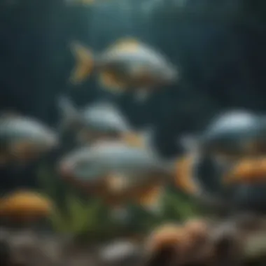 Close-up of various fish species in their natural habitat