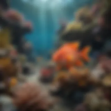 Life in the Coral Reef A vibrant coral reef teeming with colorful fish and aquatic plants
