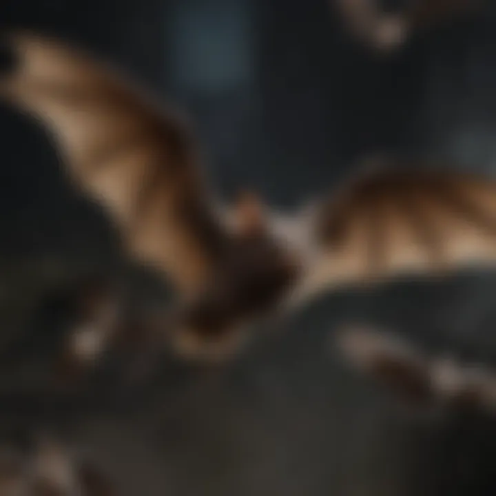 Diverse species of bats in flight