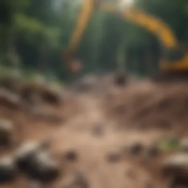 A scenic view of a small-scale construction site integrated with nature