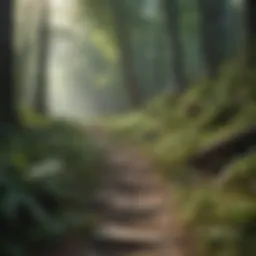 A scenic view of a winding trail through a lush forest
