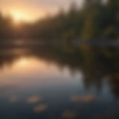 A serene sunset reflecting on the calm surface of an Adirondack lake.