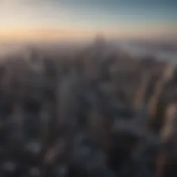 A panoramic view of the New York City skyline from The Lookout