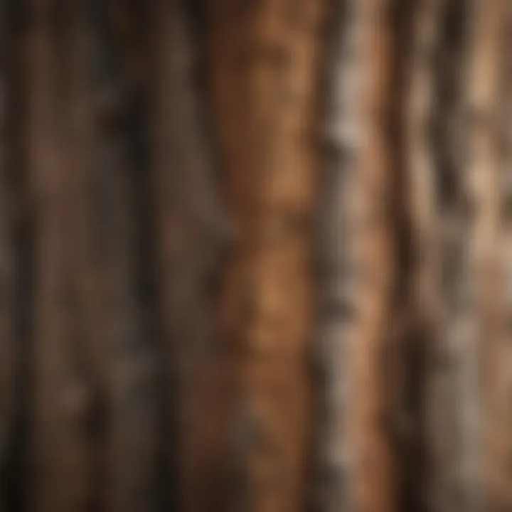 Close-up of tree bark revealing the intricate textures and patterns