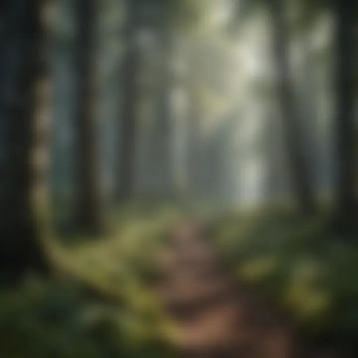 A serene forest landscape with a variety of tree species coexisting