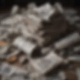 A pile of discarded newspapers waiting to be recycled