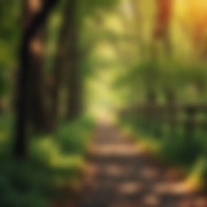 A peaceful forest path surrounded by vibrant greenery