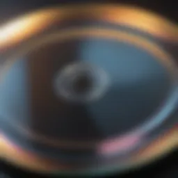 Close-up of a compact disc showcasing its reflective surface