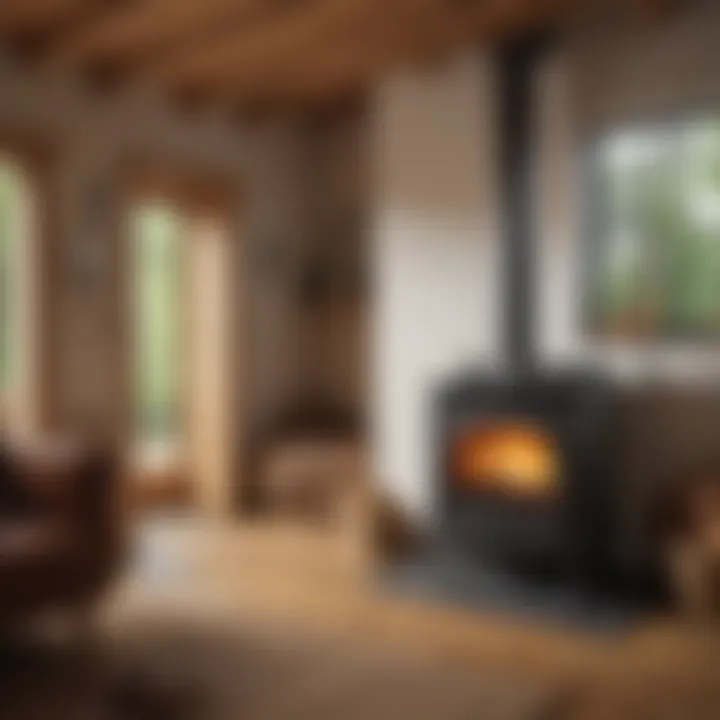 Modern eco-friendly home featuring a wood burning stove