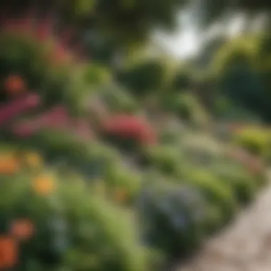 Residential Garden Design A serene residential garden showcasing vibrant flowers and manicured lawns