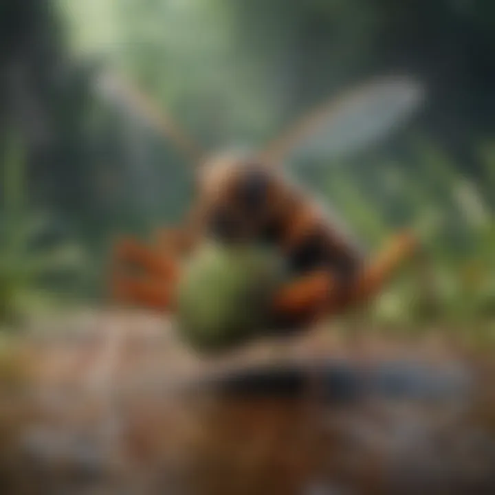 A colorful illustration of various insect species with multiple legs in their natural habitat.