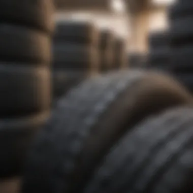 Worn Stories: The Tale of New and Used Tires Contrast between new and used tire stacks