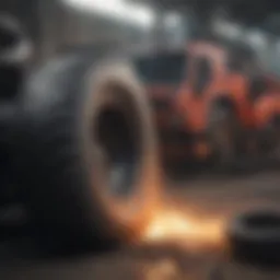 A visual representation of tyre recycling machinery in action