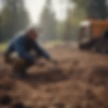 Technician conducting soil testing after underground fuel tank removal