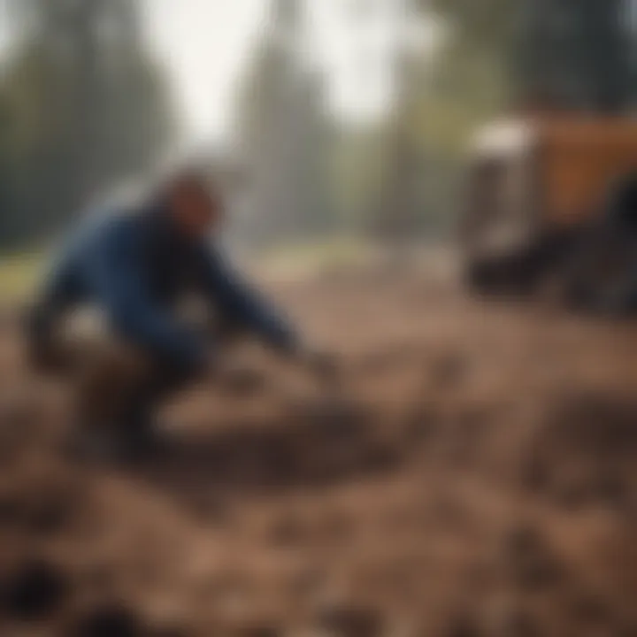 Technician conducting soil testing after underground fuel tank removal