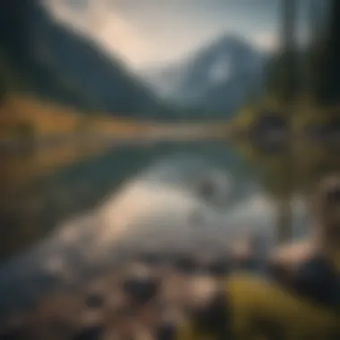 Breathtaking view of a mountain backdrop with a fishing spot