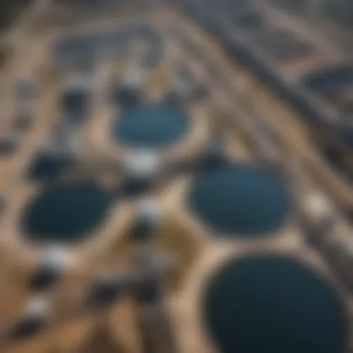 Aerial view of wastewater treatment plant