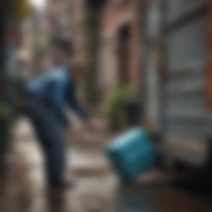 Person receiving a water delivery at their doorstep