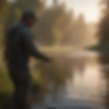 Fisherman Casting Line at Dawn