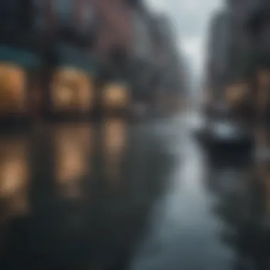 Urban Vulnerability Illustration portraying flooded coastal cities