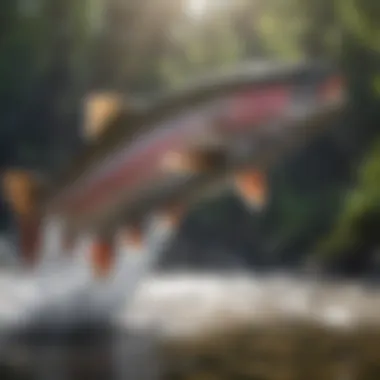 Energetic Rainbow Trout Leaping in Clear Waters