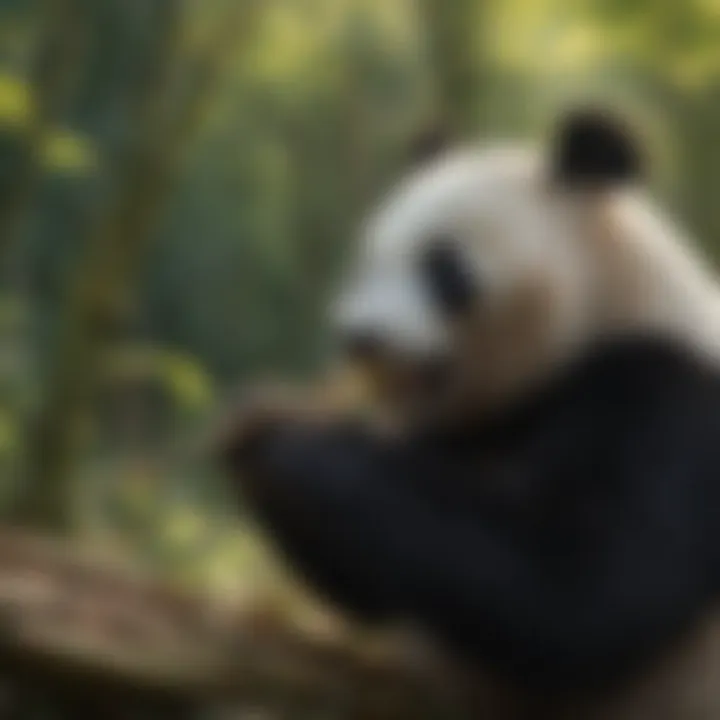 Giant Panda munching on bamboo shoots
