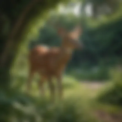 Deer grazing on lush greenery