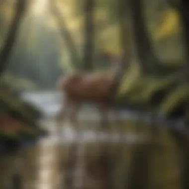 Elegant Deer Gracefully Moving Through Woodland Creek Graceful Deer Roaming Woodland Creek