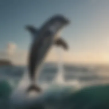 Graceful dolphin leaping out of the ocean