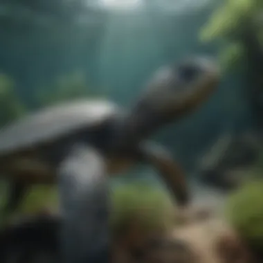 Majestic Marine Reptile in its Element Graceful Sea Turtle Swimming Amongst Seaweed